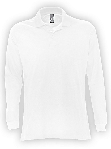 Рубашка поло мужская с длинным рукавом Star 170, белая - рис 2.