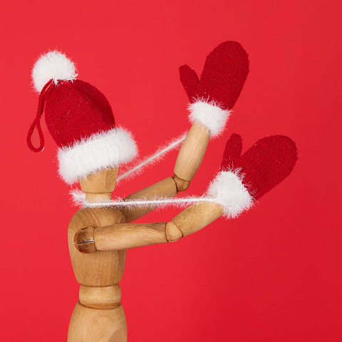 Подвеска на елку «Вьюшка», варежки, красная - рис 7.