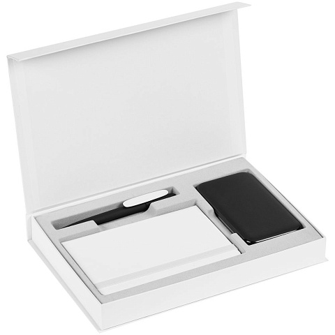 Коробка Silk с ложементом под ежедневник 10x16 см, аккумулятор и ручку, белая - рис 4.