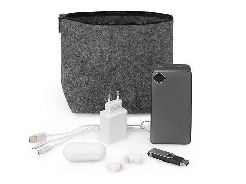 Органайзер для электроники и проводов Felt из RPET-фетра, серый