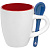 Кофейная кружка Pairy с ложкой, красная с синей - миниатюра