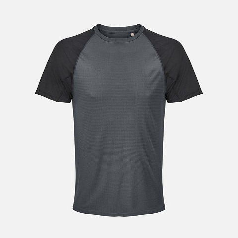 Футболка спортивная унисекс Vortex, черная с темно-серым