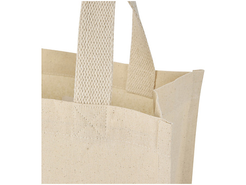 Мини эко-сумка Odessa с клинчиком, изготовленная из переработанного хлопка, сертифицированного согласно GRS, плотностью 220 г/м², объемом 9 л - Натуральный - рис 5.