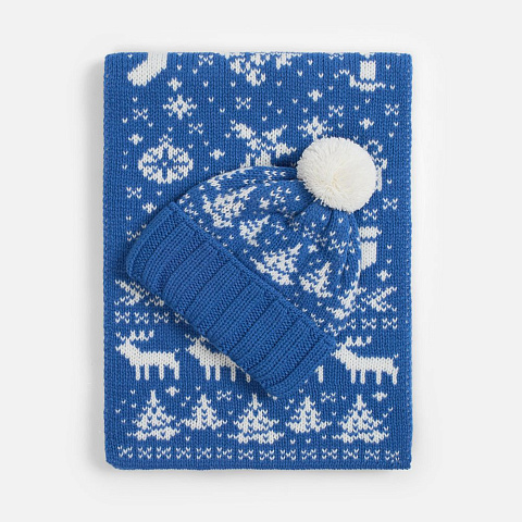 Шарф Holidale, синий с молочным - рис 5.