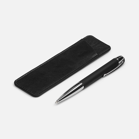 Набор Arc Soft Touch: ручка с кожаным футляром, черный - рис 2.