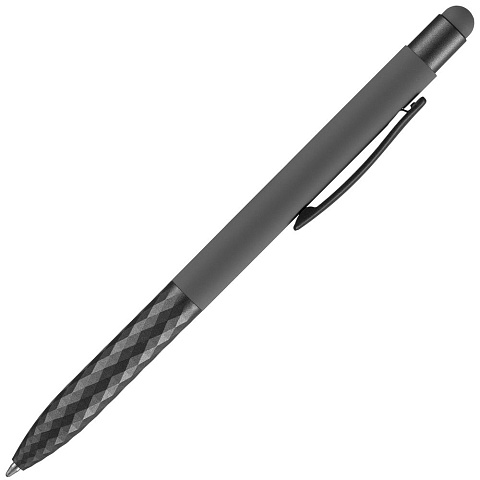 Ручка шариковая со стилусом Digit Soft Touch, серая - рис 4.