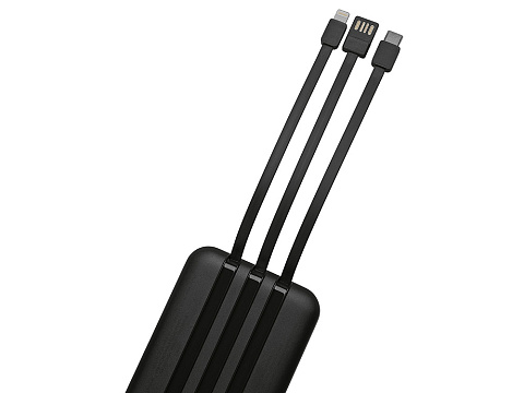 Магнитный беспроводной внешний аккумулятор со встроенными кабелями Мэни,быстаря зарядка, 10000 мАч, черный - рис 6.