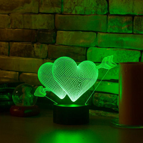 3D светильник Два сердца - рис 2.