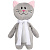 Мягкая игрушка Beastie Toys, котик с белым шарфом - миниатюра