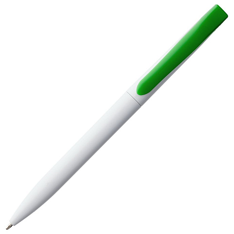 Ручка шариковая Pin, белая с зеленым - рис 4.