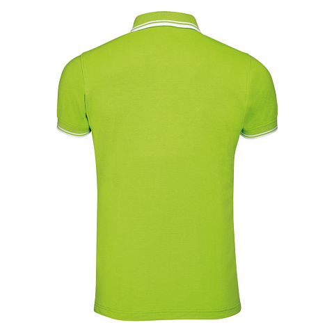 Рубашка поло мужская Pasadena Men 200 с контрастной отделкой, зеленый лайм с белым - рис 3.