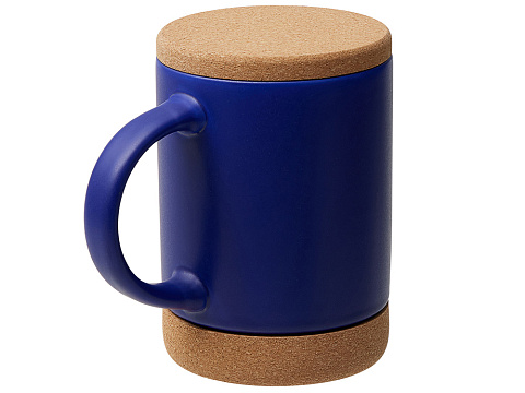 Кружка 450 мл с пробковым дном с крышкой Корк & Бон, глубокий синий - рис 2.
