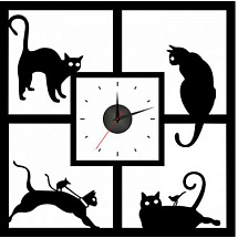 Настенные часы - наклейки "Кошки"