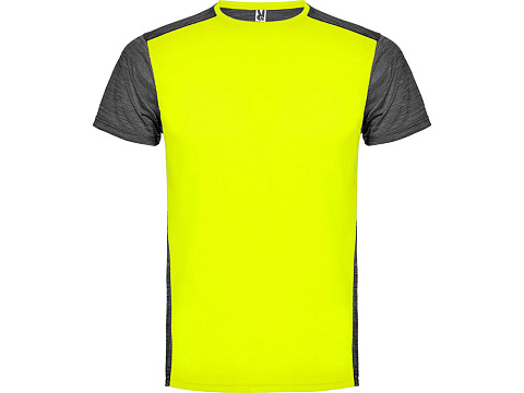 Спортивная футболка Zolder детская, неоновый желтый/черный меланж