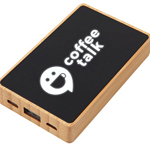 Внешний аккумулятор с подсветкой лого Reedia S2, 5000 mAh, бамбук, черный