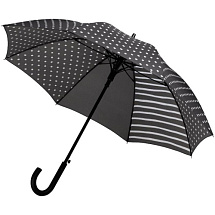 Зонт трость черный в горошек