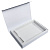 Коробка Silk с ложементом под ежедневник 15х21 см и ручку, серебристая - миниатюра