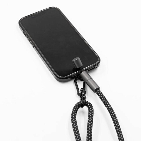 Шнурок-держатель для телефона с зарядным кабелем USB-C на USB-C/Lightning Lany Eco Charge, серый - рис 7.