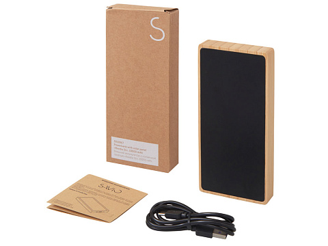 Внешний аккумулятор с подсветкой лого и солнечной панелью Reedia S1, 10000 mAh, бамбук, черный - рис 7.