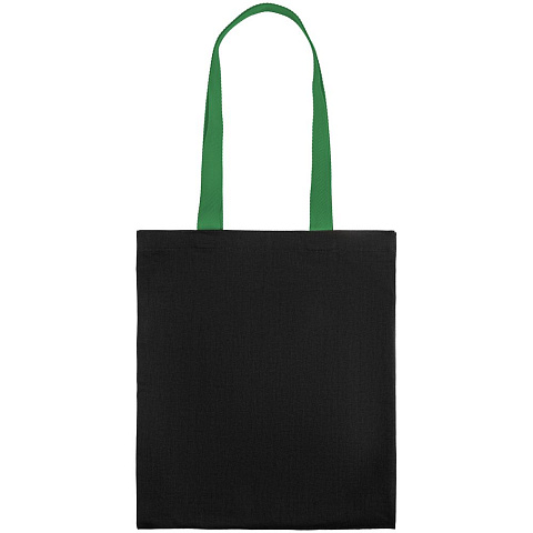 Холщовая сумка BrighTone, черная с зелеными ручками - рис 4.