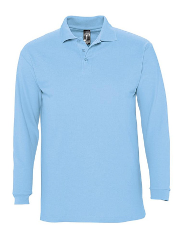 Рубашка поло мужская с длинным рукавом Winter II 210 голубая - рис 2.
