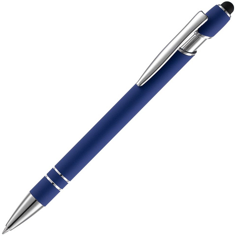 Ручка шариковая Pointer Soft Touch со стилусом, темно-синяя - рис 2.